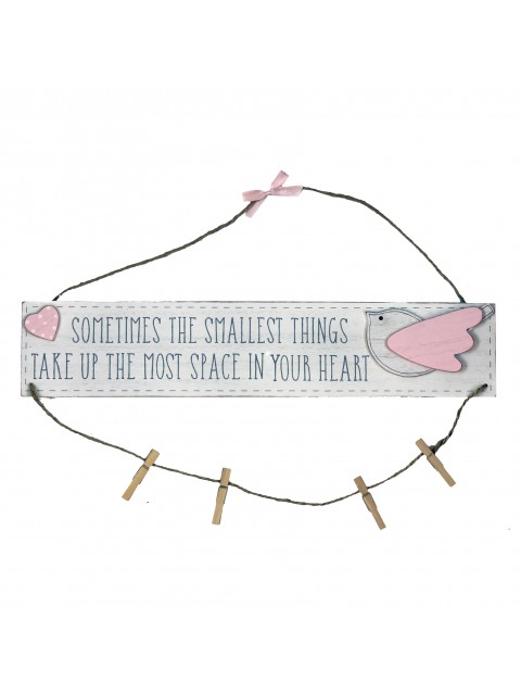 'Petit Cheri' MDF Hanging Plaque Pegs - Little Things Pink